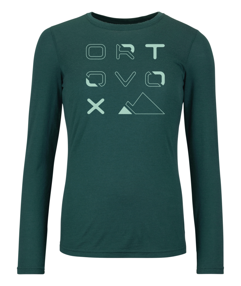 Triko Ortovox 185 Merino Brand Outline Ls Women's Dark Pacific