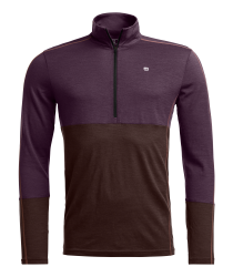 Termoprdlo ORTOVOX 185 Rock'N'Wool Zip Neck Men's Dark Wild Berry
