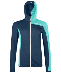 ORTOVOX Fleece Light Grid Hooded Jacket Women's Deep Ocean