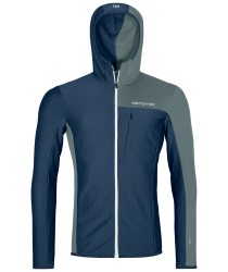 ORTOVOX Fleece Light Grid Hooded Jacket Men's Deep Ocean
