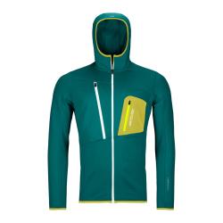 mikina ORTOVOX FLEECE GRID HOODY M PACIFIC GREEN